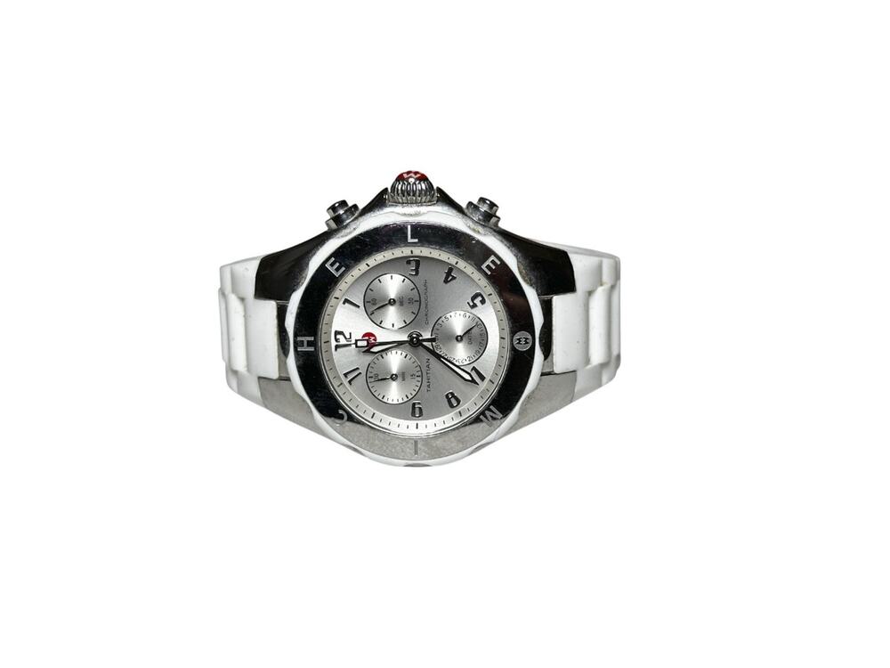 Michele Tahitian Jelly Bean Chronograph 38mm Silver Dial Stainless Steel Watch